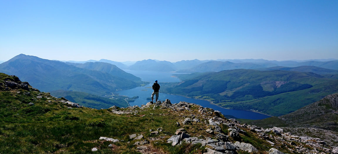 scrambling the Aonack Eagach in summer